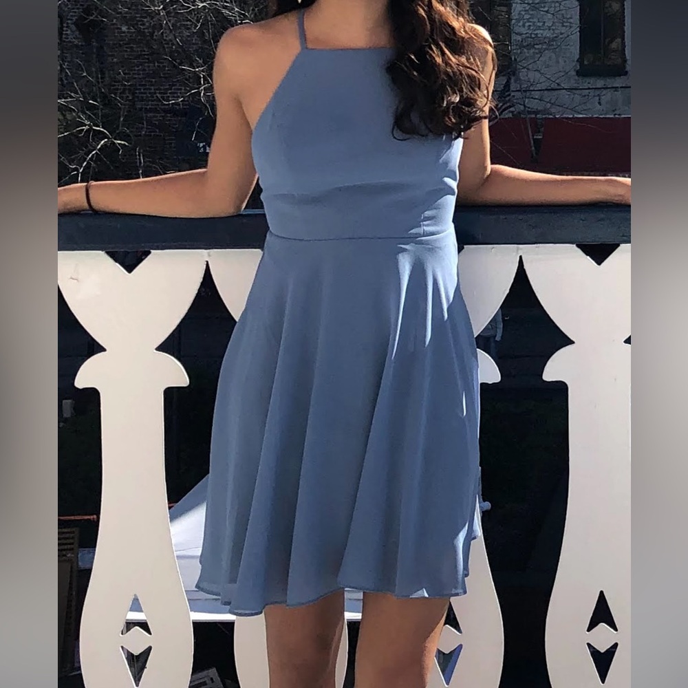 Lulus Baby Blue Halter Mini Dress
